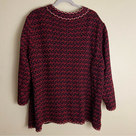 Ming Wang Braided Trim Houndstooth Tweed Jacket - Size 2X - Picture 5 of 7